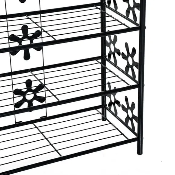 HOMCOM Plantestativ i Metal, 4 Etager, Sort, 59,5x30x92cm