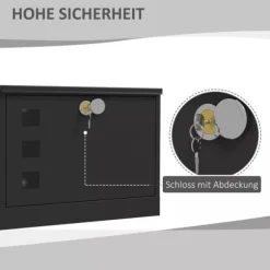 HOMCOM Postkasse Sort Metal M. Aviskasse Vindue 36,5x11,5x29cm