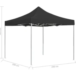 Hopfällbart partytält i aluminium 3x3 m - Elegant solskydd | Färg: Antracit | Storlek: 3x3 m