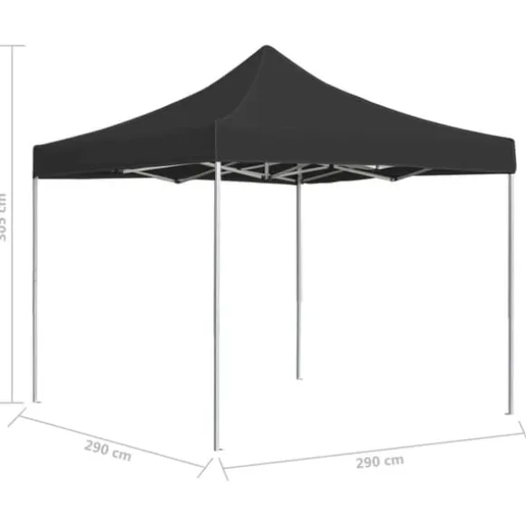 Hopfällbart partytält i aluminium 3x3 m - Elegant solskydd | Färg: Antracit | Storlek: 3x3 m