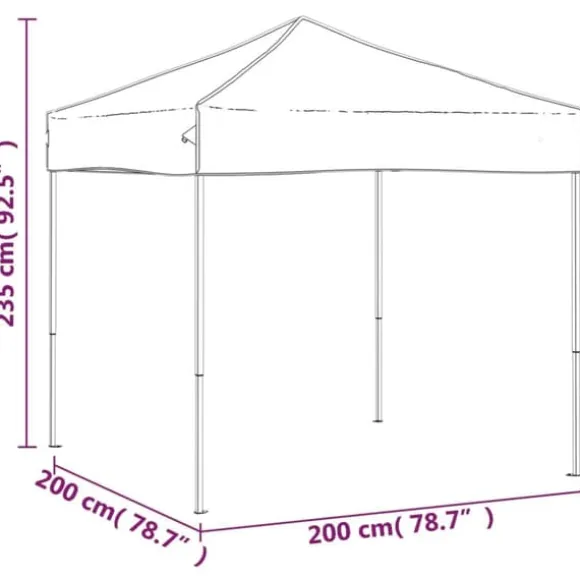 Hopfällbart partytält 2x2 m - UV-beständigt och vattentåligt | Färg: Blå | Storlek: 2x2 m