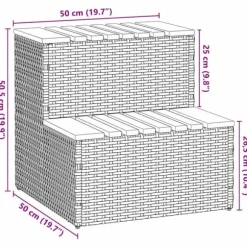Hot Tub Trin i Polyrattan og Akacietræ - Sikker Ind- og Udstigning | Farve: Beige | Størrelse: 50x50x50,5 cm