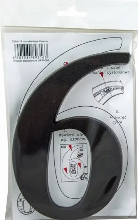 Husnummer 6 eller 9 sort 19 cm