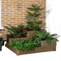 Hævet grøntsagsbed, Fyrretræ, 122 cm længde, 122 cm bredde, 51 cm højde, Multi-niveau design