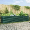 Hævet havebed i stål - Moderne plantekasse til udendørs brug | Størrelse: 400x80x81 cm | Farve: Grøn