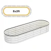 Hævet Havebed, Oval Galvaniseret Metal Konstruktion, Alsidige Plantemuligheder,Hvid 8x2x1 FT