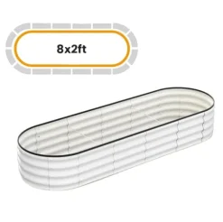 Hævet Havebed, Oval Galvaniseret Metal Konstruktion, Alsidige Plantemuligheder,Hvid 8x2x1 FT