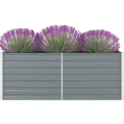 Hævet havekasse i galvaniseret stål 160x80x45 cm | Farve: Grå