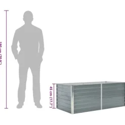 Hævet havekasse i galvaniseret stål 160x80x45 cm | Farve: Grå