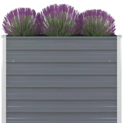 Hævet havekasse i galvaniseret stål - Dyb og robust | Størrelse: 100x100x77 cm | Farve: Grå