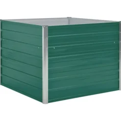 Hævet havekasse i galvaniseret stål - Holdbar og stabil | Farve: Grøn | Størrelse: 100x100x77 cm