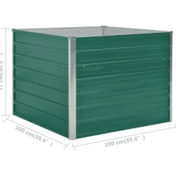 Hævet havekasse i galvaniseret stål - Holdbar og stabil | Farve: Grøn | Størrelse: 100x100x77 cm