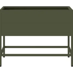 Hævet havekrukke i stål - Rektangulær og stilren | Farve: Olivengrøn | Størrelse: 60 x 26 x 45 cm