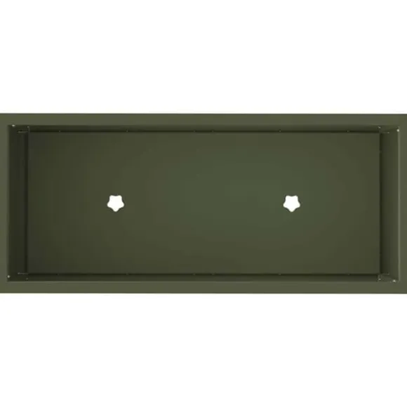 Hævet havekrukke i stål - Rektangulær og stilren | Farve: Olivengrøn | Størrelse: 60 x 26 x 45 cm