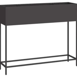 Hævet haveplantekasse i stål - Rektangulær design | Størrelse: 100x26x82 cm | Farve: Sort