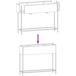 Hævet haveplantekasse i stål - Rektangulær design | Størrelse: 100x26x82 cm | Farve: Sort