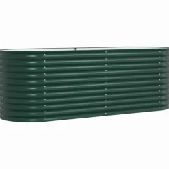 Hævet højbede i stål - Plantekasse til have | Størrelse: 240x80x81 cm | Farve: Grøn