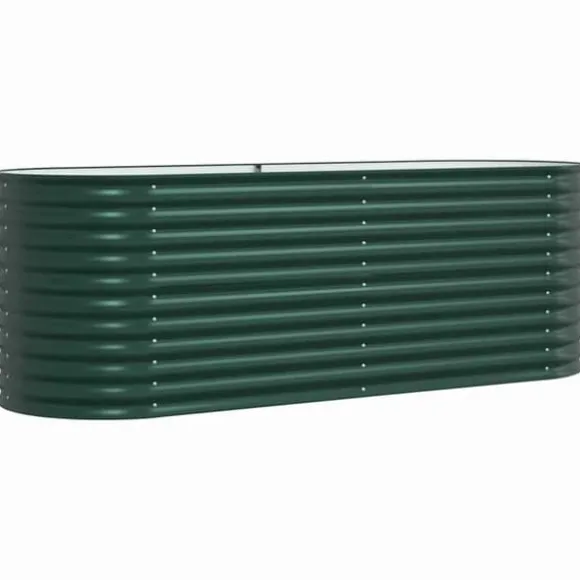 Hævet højbede i stål - Plantekasse til have | Størrelse: 240x80x81 cm | Farve: Grøn