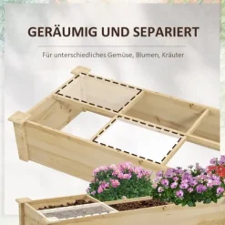 Hævet plantebed, 237x60x25 cm, naturlig
