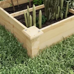 Hævet plantebed, 237x60x25 cm, naturlig