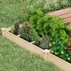 Hævet plantebed, 237x60x25 cm, naturlig