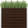 Hævet plantekasse 100 x 100 x 77 cm - Galvaniseret stål | Farve: Brun