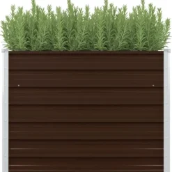 Hævet plantekasse 100 x 100 x 77 cm - Galvaniseret stål | Farve: Brun