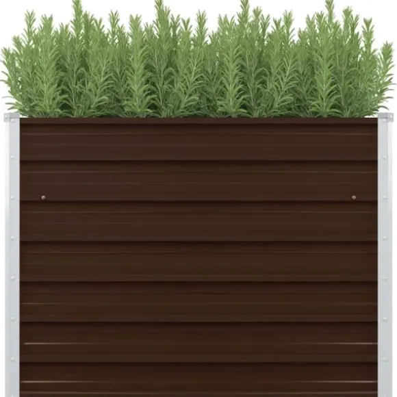 Hævet plantekasse 100 x 100 x 77 cm - Galvaniseret stål | Farve: Brun