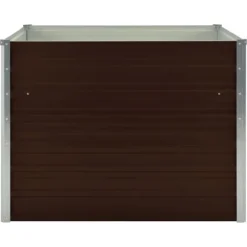 Hævet plantekasse 100 x 100 x 77 cm - Galvaniseret stål | Farve: Brun