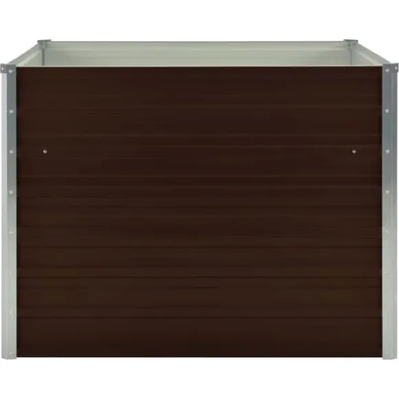 Hævet plantekasse 100 x 100 x 77 cm - Galvaniseret stål | Farve: Brun