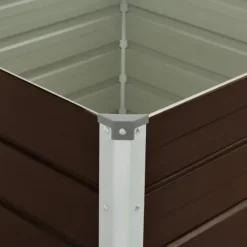 Hævet plantekasse 100 x 100 x 77 cm - Galvaniseret stål | Farve: Brun