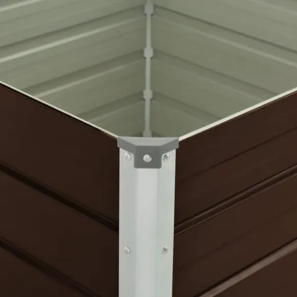 Hævet plantekasse 100 x 100 x 77 cm - Galvaniseret stål | Farve: Brun