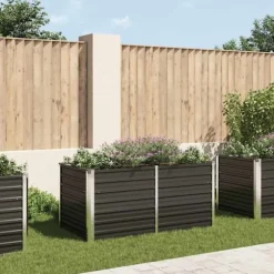 Hævet plantekasse i galvaniseret stål - Holdbar og stilfuld | Størrelse: 160x80x77 cm | Farve: Antracitgrå