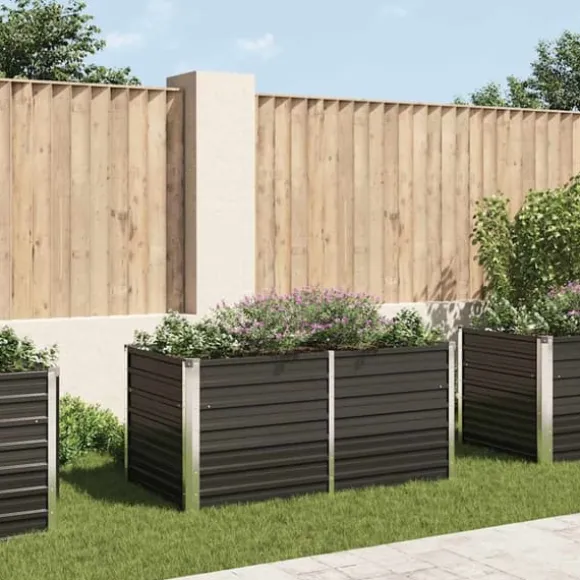 Hævet plantekasse i galvaniseret stål - Holdbar og stilfuld | Størrelse: 160x80x77 cm | Farve: Antracitgrå