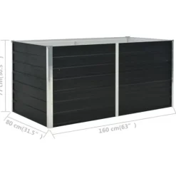Hævet plantekasse i galvaniseret stål - Holdbar og stilfuld | Størrelse: 160x80x77 cm | Farve: Antracitgrå