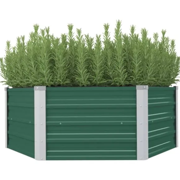 Hævet plantekasse i galvaniseret stål - Højbed | Størrelse: 129x129x46 cm | Farve: Grøn