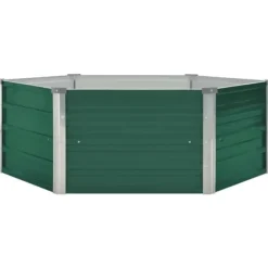 Hævet plantekasse i galvaniseret stål - Højbed | Størrelse: 129x129x46 cm | Farve: Grøn
