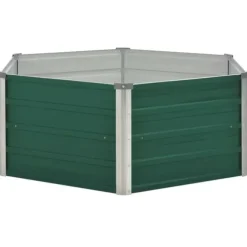 Hævet plantekasse i galvaniseret stål - Højbed | Størrelse: 129x129x46 cm | Farve: Grøn