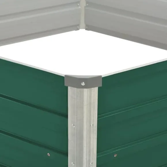 Hævet plantekasse i galvaniseret stål - Højbed | Størrelse: 129x129x46 cm | Farve: Grøn