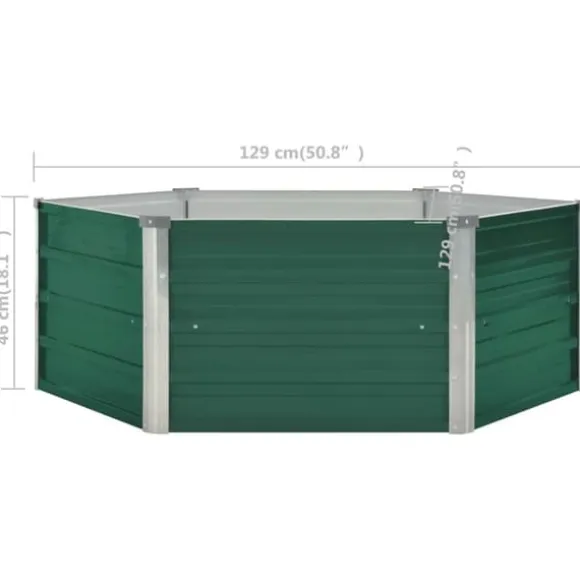 Hævet plantekasse i galvaniseret stål - Højbed | Størrelse: 129x129x46 cm | Farve: Grøn