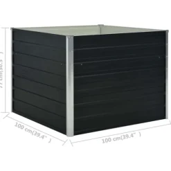 Hævet plantekasse i galvaniseret stål - Moderne højbed | Størrelse: 100x100x77 cm | Farve: Antracitgrå