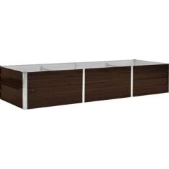 Hævet plantekasse i galvaniseret stål - Tilhaven | Størrelse: 240x80x45 cm | Farve: Brun