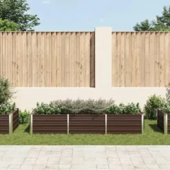 Hævet plantekasse i galvaniseret stål - Tilhaven | Størrelse: 240x80x45 cm | Farve: Brun