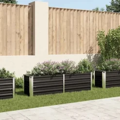 Hævet plantekasse i galvaniseret stål - Dybde 160x40x45 cm | Farve: Antracitgrå