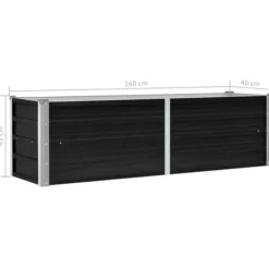 Hævet plantekasse i galvaniseret stål - Dybde 160x40x45 cm | Farve: Antracitgrå