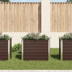 Hævet plantekasse i galvaniseret stål - 100x40x77 cm | Farve: Brun