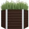 Hævet plantekasse i galvaniseret stål - Dybde: 129x129x77 cm | Farve: Brun