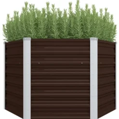 Hævet plantekasse i galvaniseret stål - Dybde: 129x129x77 cm | Farve: Brun