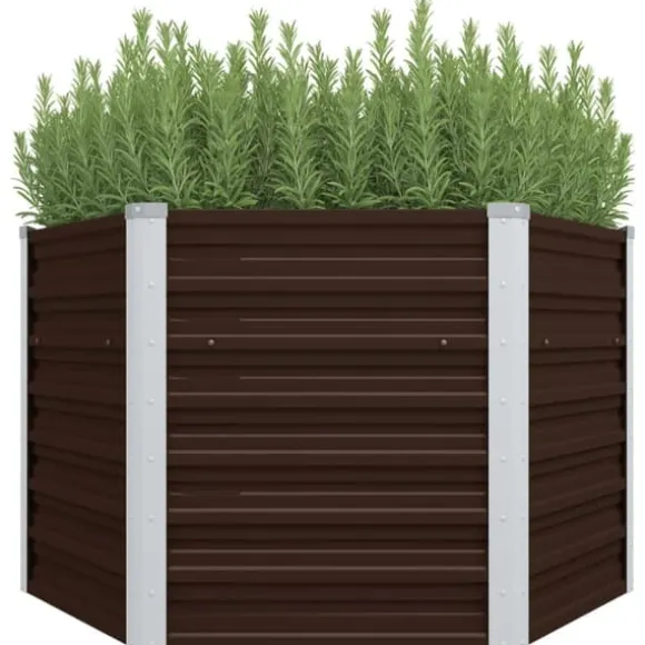 Hævet plantekasse i galvaniseret stål - Dybde: 129x129x77 cm | Farve: Brun