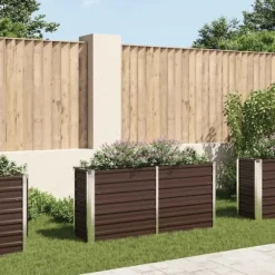 Hævet plantekasse i galvaniseret stål - 160x40x77 cm | Farve: Brun